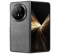 Coque pour Honor Magic V5 Rigide Effet Cuir Grainé avec Bords Renforcés Gris