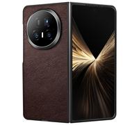 Coque pour Honor Magic V5 Rigide Effet Cuir Grainé avec Bords Renforcés Marron foncé