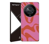 NOVAGO Compatible avec Honor Magic6 Lite 5G -Pack Complet- Coque transparente Souple avec motif imprimé + 3 Films Protection écran vitre Verre trempé 3D incurvé avec colle fournie (TraitRouge)