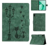 Coque pour Honor Pad X8a 2024 Modèle 11 Pouces Product Housse en Similicuir avec Support, Un Couple de Chats Amoureux sous Le lampadaire Imprime, pour Honor Pad X8a 2024, Vert
