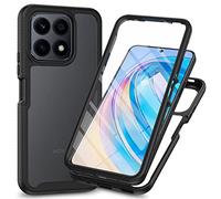 Coque pour Honor X6/Honor X6S, Honor 70 Lite avec protecteur d'écran intégré, coque de protection intégrale à 360°, robuste, anti-rayures et antichoc en silicone transparent, noir