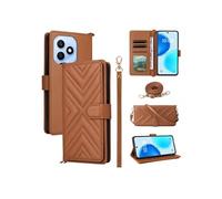 Coque pour Honor X8D Etui Portefeuille pour Téléphone Portable en Cuir PU Souple avec Fermeture Magnétique Bandoulière Longue et Porte-cartes Marron
