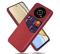 Coque pour Honor X9 5G,Antidérapant,Pprotection Contre la Chute à 360°,Résistance aux Empreintes digitales,Caisse en Cuir en Toile et en PU avec 1 Fente pour Cartes derrière-Red