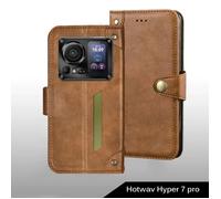 Coque pour Hotwav Hyper 7 Pro en Cuir PU Premium Housse Etui Multi-Carte, Pochette Magnétique, Marron Styles de boutons-EEO