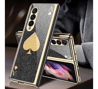COQUE pour Housse Galaxy Z Fold 3, Brillante Peinte en Verre trempé 9H, Housse de téléphone Pliable pour Samsung Galaxy Z Fold 3 5G-As de Pique