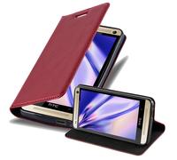 cadorabo Coque pour HTC One M7 en Rouge DE Pomme - Housse Protection avec Fermoire Magnétique, Stand Horizontal et Fente Carte - Portefeuille Etui Poche Folio Case Cover
