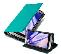 cadorabo Coque pour HTC One M8 en Turquoise PÉTROLE - Housse Protection avec Fermoire Magnétique, Stand Horizontal et Fente Carte - Portefeuille Etui Poche Folio Case Cover