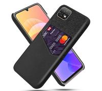 Coque pour Huawei Enjoy 20 5G,Antidérapant,Pprotection Contre la Chute à 360°,Résistance aux Empreintes digitales,Caisse en Cuir en Toile et en PU avec 1 Fente pour Cartes derrière-Black
