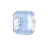 Coque pour Huawei FreeClip 2 - Verrouillage automatique - Protection complète en silicone avec support de charge sans fil - Bumper anti-rayures pour sports de plein air - Bleu blanc