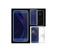 Coque pour Huawei Honor 8 Gel Silicone ULTRA FINE Antichoc, Transparent + Film VERRE Trempé