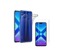 PHONILLICO Coque Huawei Honor 8X + Verre Trempé Film Protection Ecran - Housse Etui Gel TPU Silicone Transparent Protection Souple Ultra Mince Anti Choc Vitre Anti Rayure Dureté 9H