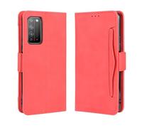 Coque pour Huawei Honor X10,Retro magnétique Flip Case,PU Cuir Portefeuille Conception avec Fentes pour Cartes Amovibles -Red
