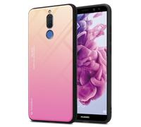 cadorabo Housse Compatible avec Huawei Mate 10 Lite en Jaune - Rose - Coque de Protection Bicolore en Silicone TPU et Dos en Verre trempé