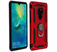 Coque pour Huawei Mate 20 Bi matière Rigide Souple Bague Support Vidéo Rouge