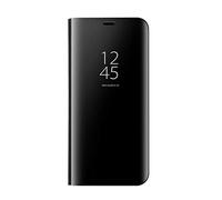 Coque pour Huawei Mate 20 Lite étui, Weideworld Ultra Mince Miroir Flip Etui Veille Intelligent Cover pour Huawei Mate 20 Lite, Noir