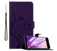 cadorabo Coque Compatible avec Huawei Mate 9 en Lilas FONCÉ Floral - Housse Protection en Design de Fleur avec Fermoire Magnétique, Stand Horizontal et 3 Fentes Cartes - Etui Poche Folio Case Cover