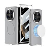 COQUE pour Huawei Mate X6, 2 en 1 galvanoplastie Phantom Shell Film étui pour téléphone Portable intégré avec Anneau magnétique Invisible, Housse en Cuir Ultra Fine pour Huawei Mate X6-Gris