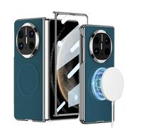 COQUE pour Huawei Mate X6, 2 en 1 galvanoplastie Phantom Shell Film étui pour téléphone Portable intégré avec Anneau magnétique Invisible, Housse en Cuir Ultra Fine pour Huawei Mate X6-Bleu