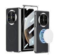 COQUE pour Huawei Mate X6, 2 en 1 galvanoplastie Phantom Shell Film étui pour téléphone Portable intégré avec Anneau magnétique Invisible, Housse en Cuir Ultra Fine pour Huawei Mate X6-Noir