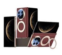 Coque pour Huawei Mate X6, Étui en Cuir Résistant Aux Chocs, Protection De Charnière, Support De Bague, Protection De Caméra, Compatible avec La Charge sans Fil (Rouge)