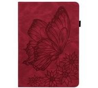 Coque pour Huawei MediaPad M5 Lite 10.1" Papillon en Relief Etui en Cuir PU Flip Portefeuille Porte-Stylo Tablette Housse de Protection ZURSANA Rouge Rouge