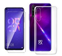 Coque pour Huawei Nova 5T / Honor 20 Silicone Transparente, Verre trempé écran Protecteur + Souple TPU Étui Protection Bumper