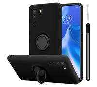 cadorabo Coque Compatible avec Huawei P40 Lite/Nova 7i en Liquid Black - Etui pour Téléphone Portable en Silicone TPU Souple avec Anneau - Coque en Silicone Ultra Slim Soft Back Cover Case Bumper