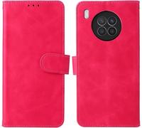 Coque Pour Huawei Nova 8i Honor 50 Lite Cuir Premium Housse Folio Flip Case Pu+Tpu Filp Etui Flip Cover Portefeuille Ave Id Carte De Crédit Slot Fermeture Magnétique Rouge