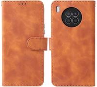 Coque Pour Huawei Nova 8i Honor 50 Lite Cuir Premium Housse Folio Flip Case Pu+Tpu Filp Etui Flip Cover Portefeuille Ave Id Carte De Crédit Slot Fermeture Magnétique Brown