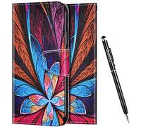 Coque pour Huawei P Smart 2019,Etui Huawei P Smart 2019 Peint Coloré Motif Housse en Cuir PU Coque à Rabat Pochette Portefeuille Flip Wallet Case Support Etui pour Huawei P Smart 2019,Fleur Bleu