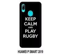 Coque Pour Huawei P Smart 2019 - Keep Calm And Play Rugby - Silicone - Noir