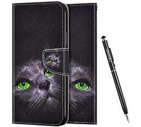 Coque pour Huawei P Smart 2020,Etui Huawei P Smart 2020 Peint Coloré Motif Housse en Cuir PU Coque à Rabat Pochette Portefeuille Flip Wallet Case Support Etui pour Huawei P Smart 2020,Chat Noir
