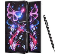 Coque pour Huawei P Smart,Etui Huawei P Smart Peint Coloré Motif Housse en Cuir PU Coque à Rabat Pochette Portefeuille Flip Wallet Case Support Housse Etui Huawei P Smart,Papillon Violet