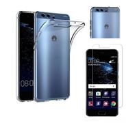 Coque pour Huawei P10 Transparente Silicone en Gel TPU Souple + 2 Verre trempé Film Protection écran