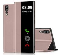 Coque pour Huawei P20 Clear View Cover Coque pour Huawei P20 Etui Cuir à Rabat Clapet Protection Case Flip Cover Folio Silicone Mince, Douce 360 Full Body Antichoc Housse