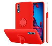 cadorabo Coque Compatible avec Huawei P20 en Liquid Red - Etui pour Téléphone Portable en Silicone TPU Souple avec Anneau - Coque en Silicone Ultra Slim Soft Back Cover Case Bumper