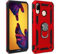 Coque Huawei P20 Lite Bi matières Bague Support Vidéo rouge