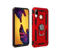 Coque pour Huawei P20 Lite Bi matières Bague Support Vidéo Rouge
