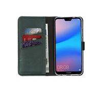 Coque pour Huawei P20 Lite Vert Etui de téléphone portefeuille en cuir véritable Selencia