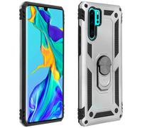 Coque pour Huawei P30 Pro Bi matière Rigide Souple Bague Support Vidéo Argent