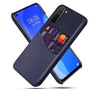 Coque pour Huawei P40 Lite 5G,Antidérapant,Pprotection Contre la Chute à 360°,Résistance aux Empreintes digitales,Caisse en Cuir en Toile et en PU avec 1 Fente pour Cartes derrière-Blue