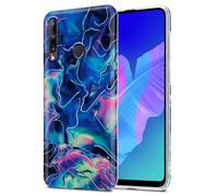 cadorabo Coque Compatible avec Huawei P40 Lite E en Marbre Bleu Rose No. 17 - Housse Protection en Silicone TPU en Motif Mosaïque - Ultra Slim Fin Gel Case Cover Bumper