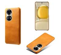 Coque pour Huawei P50 Pro,Anti-dérapage,Protection Contre Les Chutes,Coquille arrière Simple de Couleur Solide,Design en Cuir d'imitation en Plastique-Orange