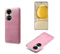 Coque pour Huawei P50 Pro,Anti-dérapage,Protection Contre Les Chutes,Coquille arrière Simple de Couleur Solide,Design en Cuir d'imitation en Plastique-Pink