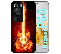 Coque Pour Huawei P60 - Blazing Guitare - Silicone - Noir