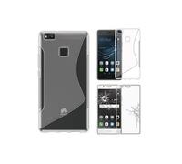 Coque pour Huawei P9 Lite, G9 Lite Gel Silicone Motif S-line, Transparent + Film VERRE Trempé