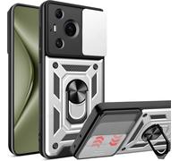 Coque Pour Huawei Pura 70 Pro / Pura 70 Pro Plus 5g - Cache Objectif Coulissant, Anneau Rotatif 360° & Plaque Magnétique, Anti-Chute Tpu+Pc Argent