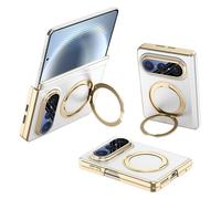 Coque pour Huawei Pura X Max, Étui en Cuir Léger Absorbant Les Chocs avec Protection De Caméra Intégrée Et Support Rotatif (Blanc)