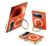 Coque pour Huawei Pura X Max, Étui en Cuir Léger Absorbant Les Chocs avec Protection De Caméra Intégrée Et Support Rotatif (Orange)
