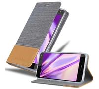 cadorabo Coque pour Huawei Y6 2017 en Gris Clair Marron - Housse Protection avec Fermoire Magnétique, Stand Horizontal et Fente Carte - Portefeuille Etui Poche Folio Case Cover